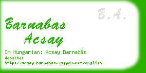 barnabas acsay business card